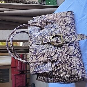 Margot Victoria Stirrup Snake Print Leather Satchel Bag